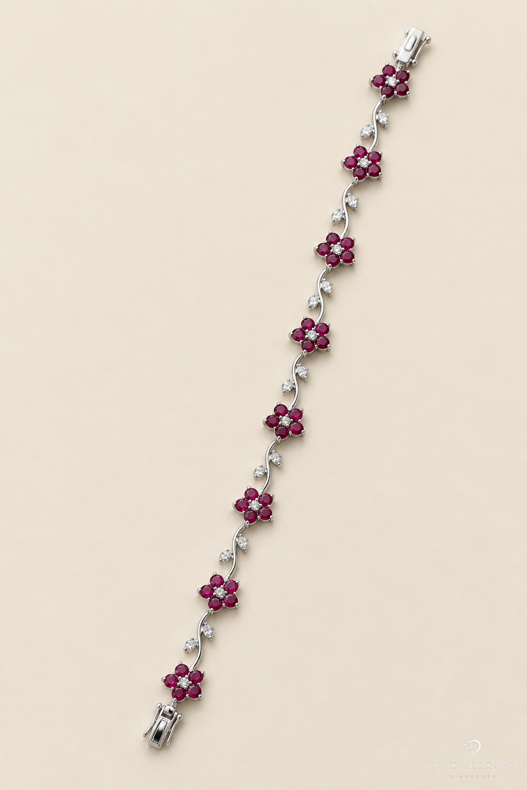 Ruby & Diamond Floral Bracelet