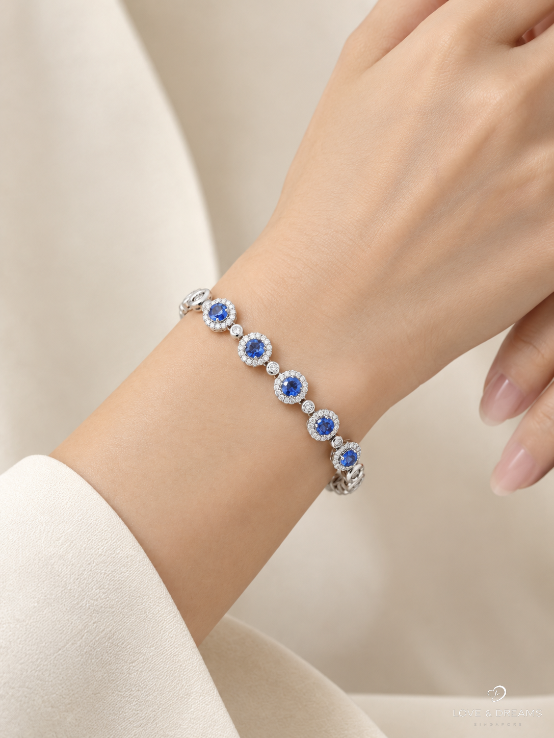 Sapphire & Diamond Floral Halo Bracelet