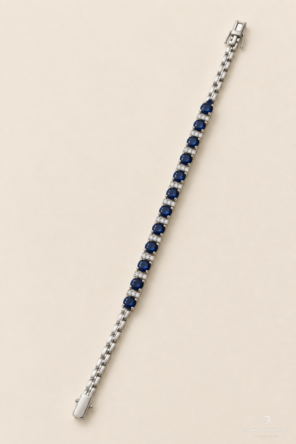 Sapphire & Diamond Line Bracelet