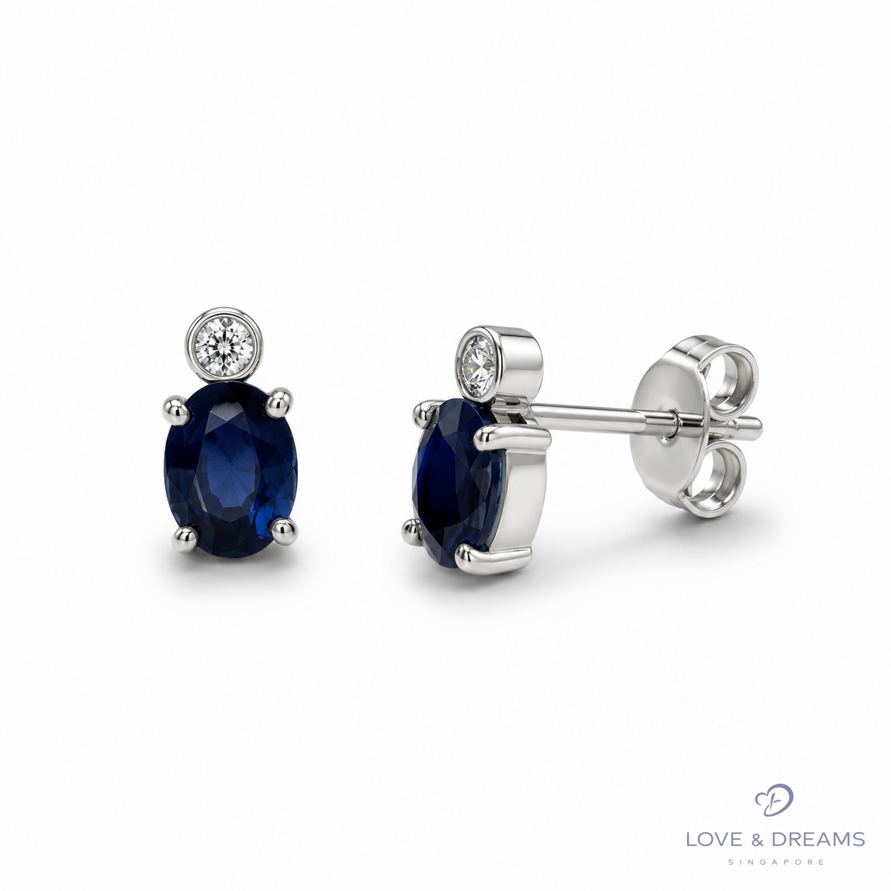 Blue Sapphire Oval Stud