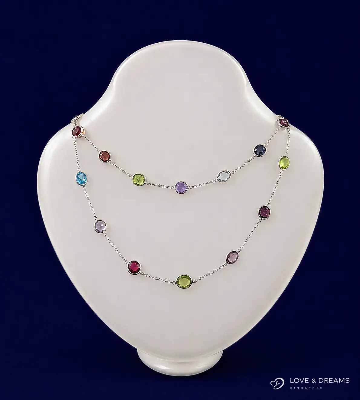 Mogok Semi-Precious Station Necklace — 25 Stones