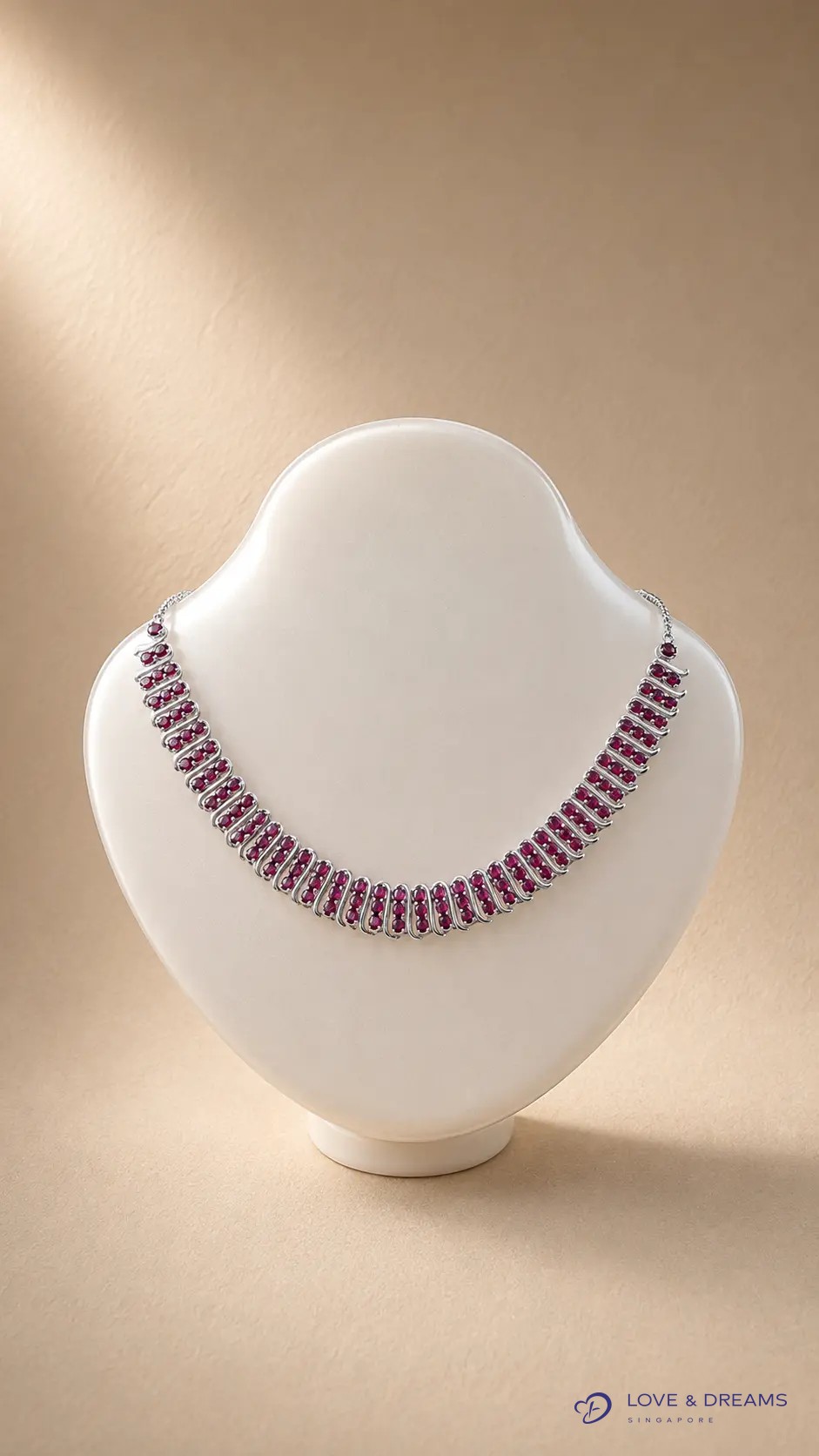 Ruby Ribbon Collar Necklace — 108 Stones