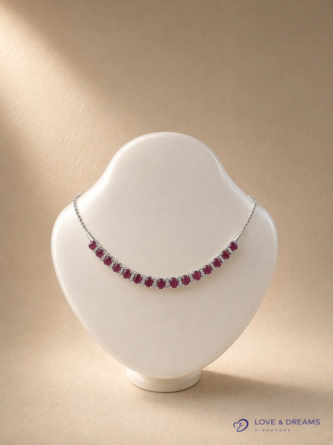 Ruby & Diamond Line Necklace