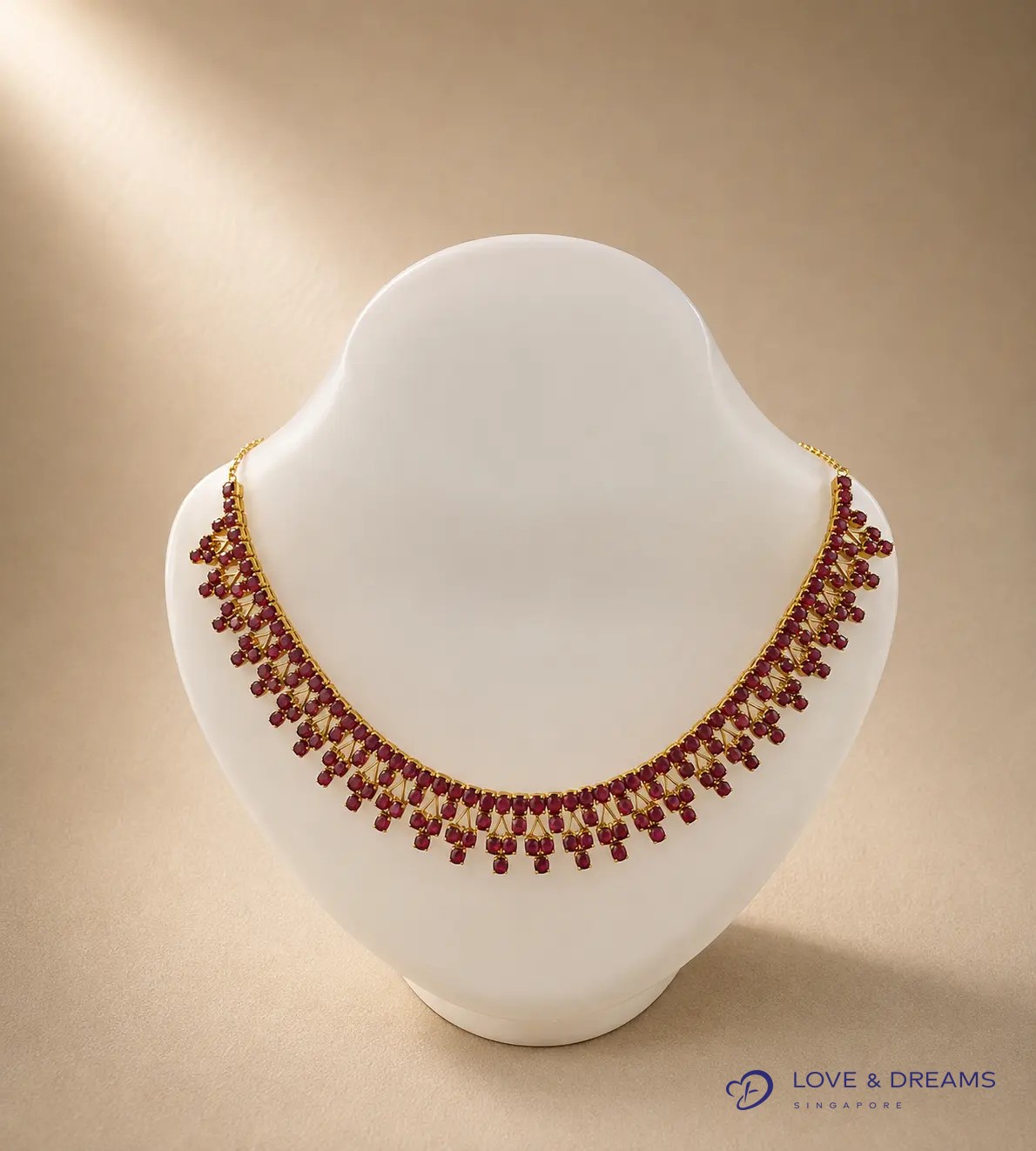 Ruby Cascade Collar Necklace — 168 Stones
