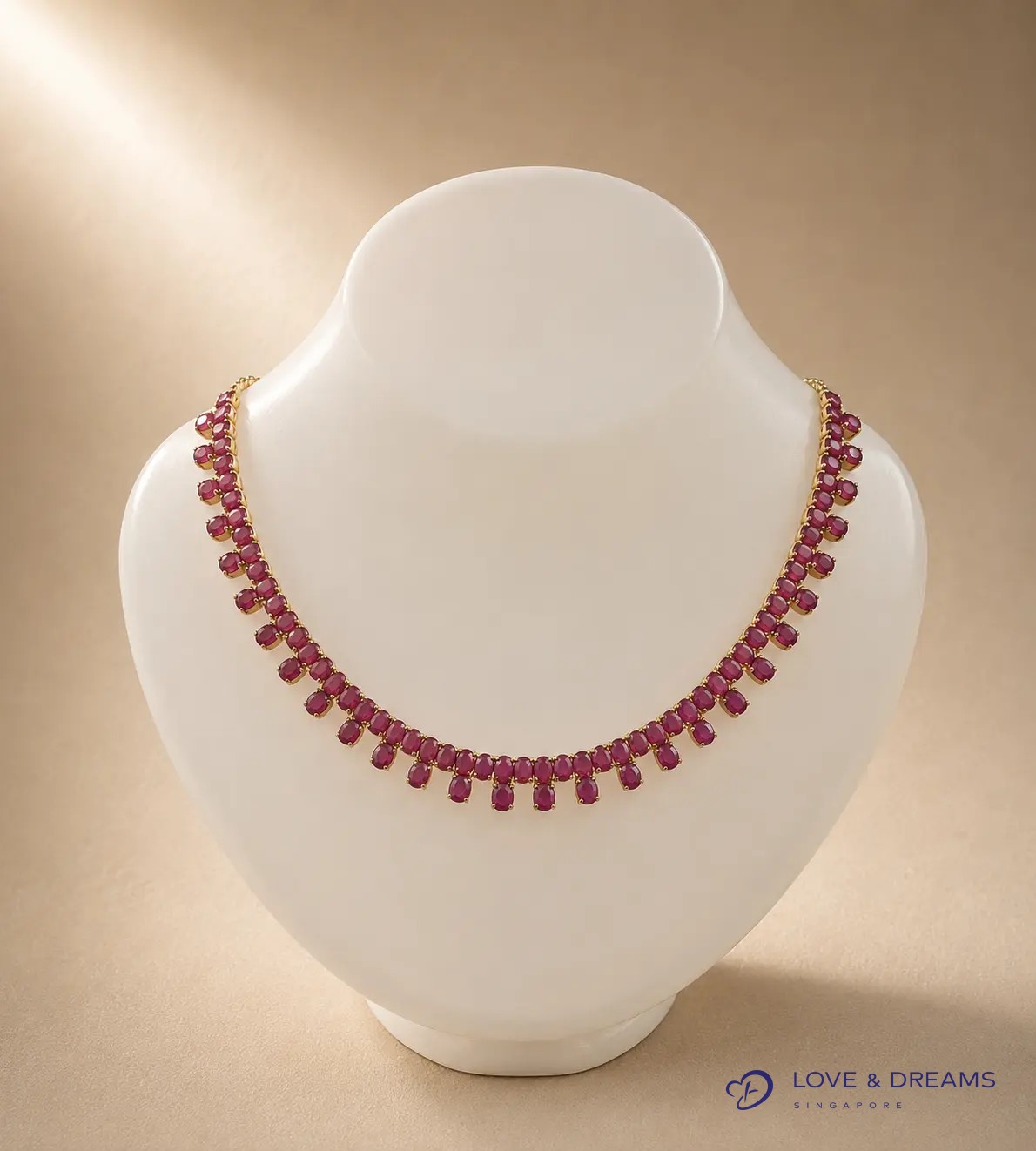 Ruby Double-Row Necklace — 76 Stones