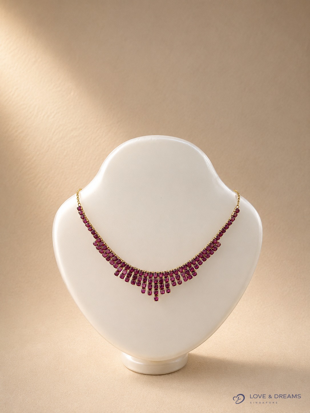 Ruby Fan Fringe Necklace — 95 Stones