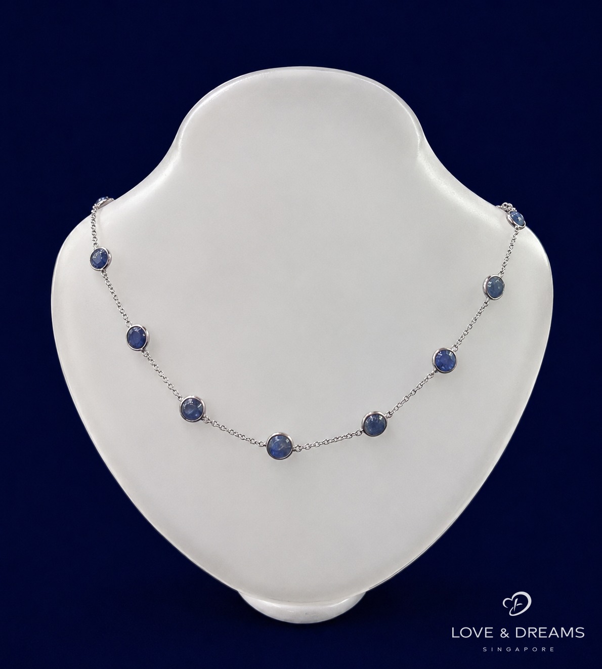 Sapphire Station Necklace — 11 Stones