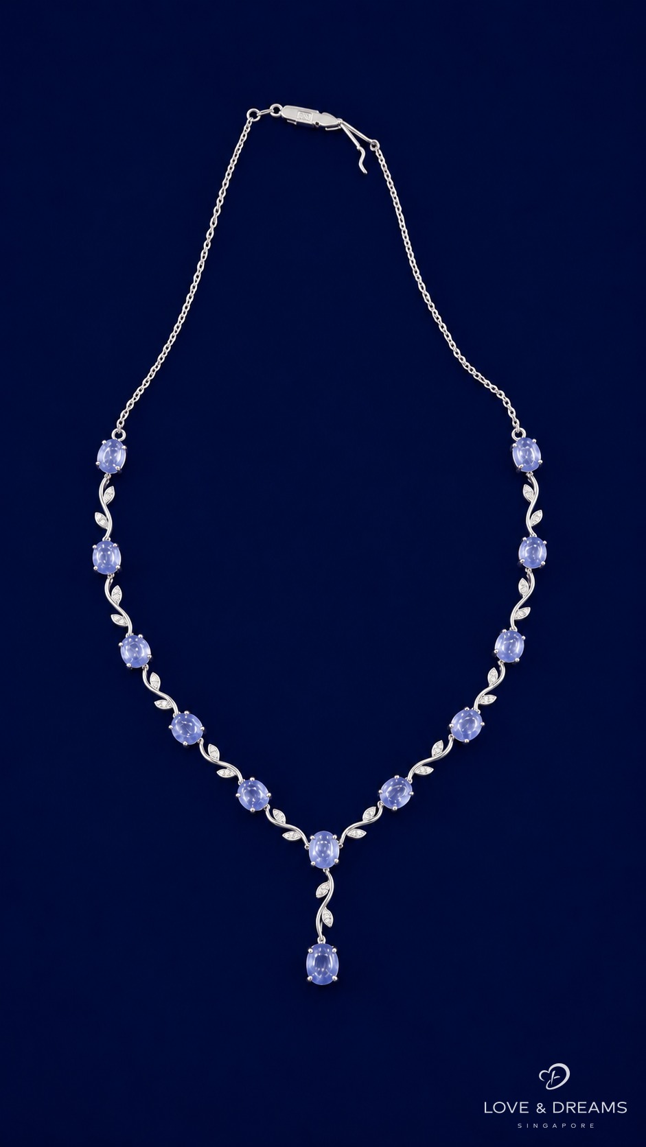 Sapphire Cabochon Vine Necklace