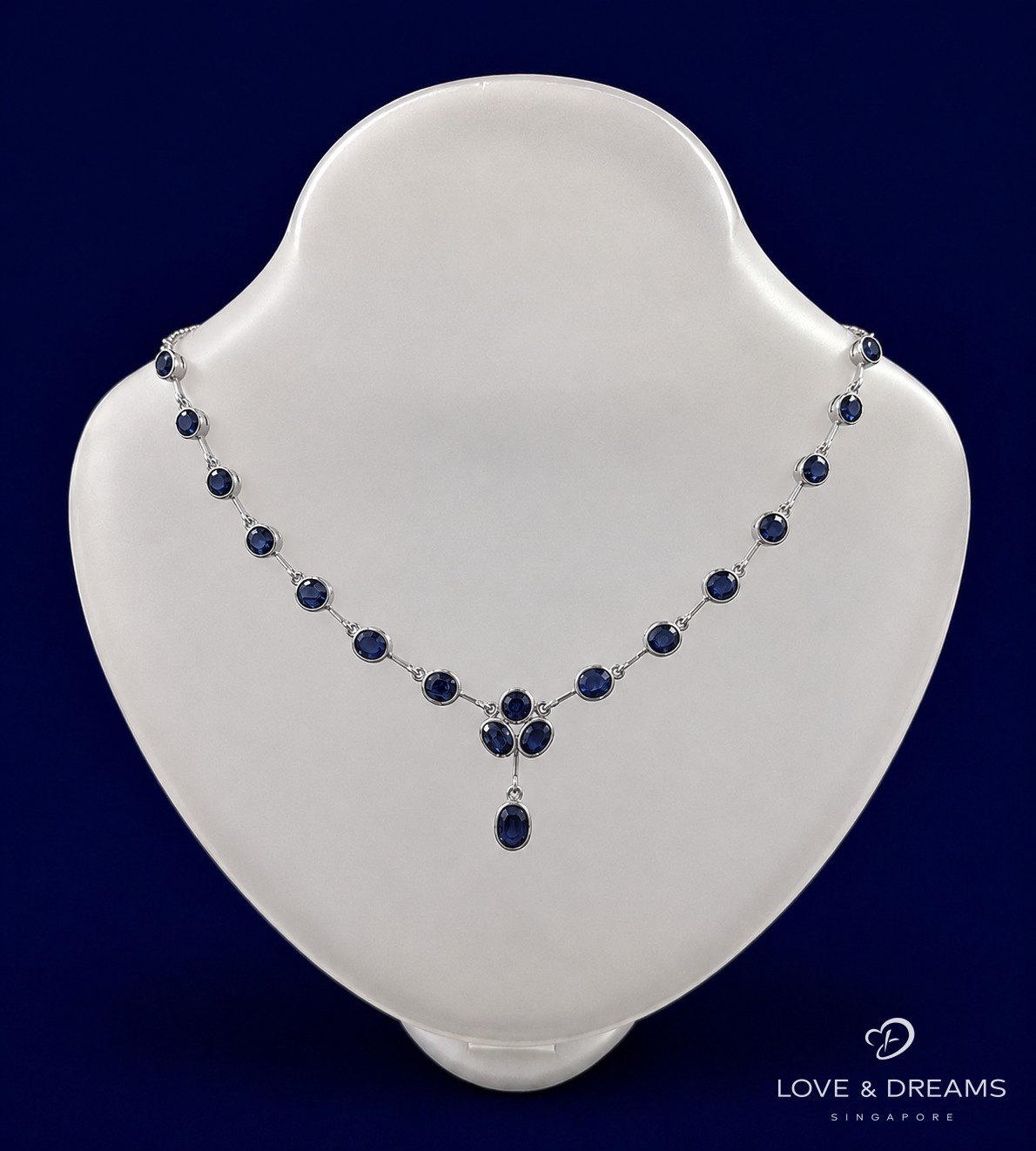 Sapphire Station Necklace — 18 Stones