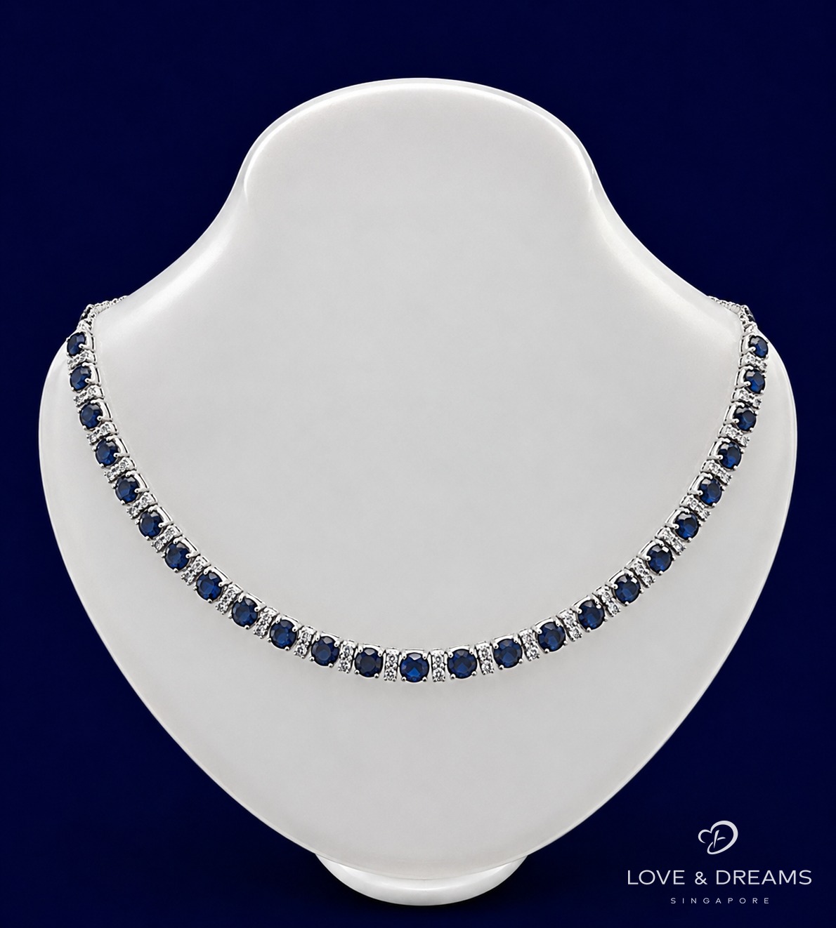 Sapphire & Diamond Tennis Necklace