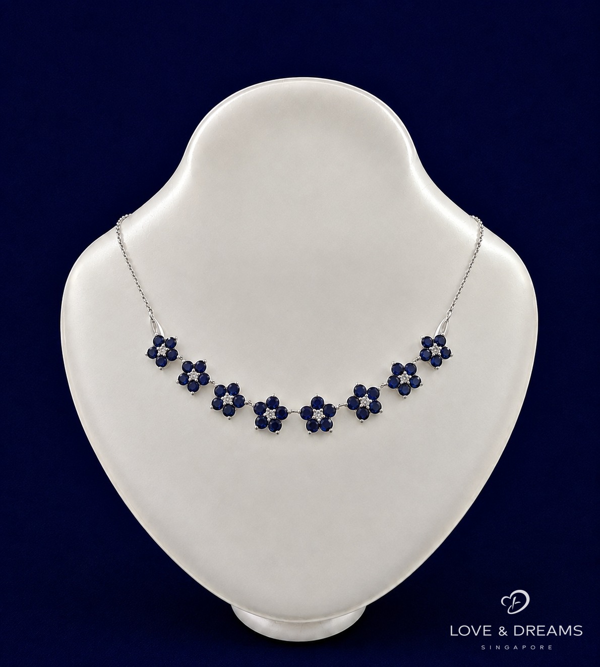 Sapphire Floral Cluster Necklace