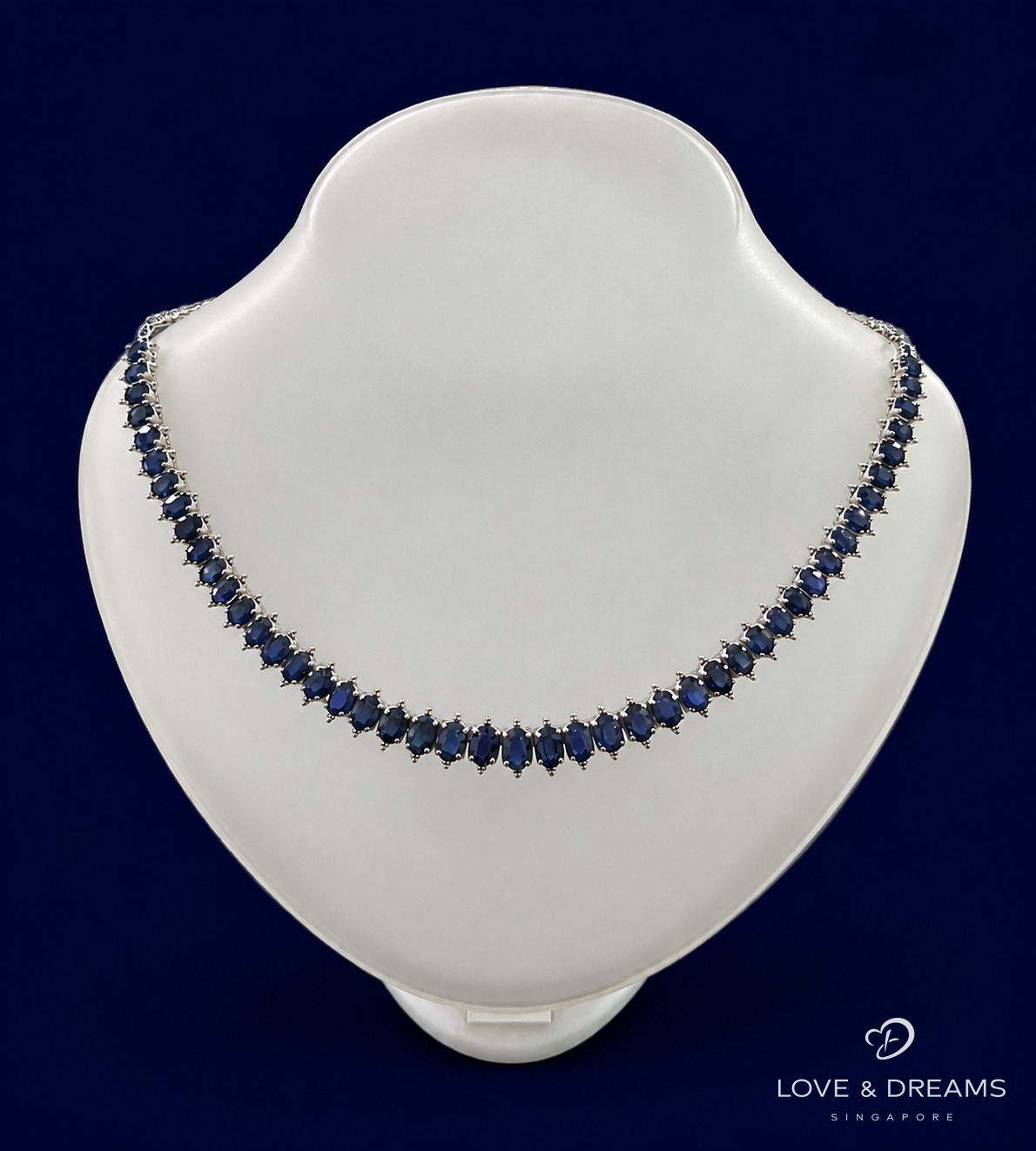 Sapphire Line Necklace — 46 Stones