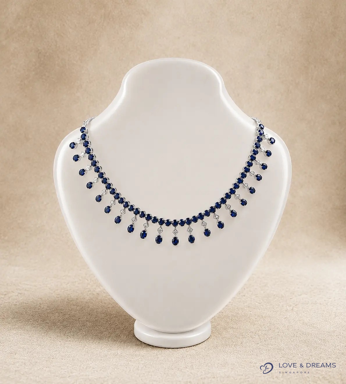 Blue Sapphire & Diamond Fringe Necklace