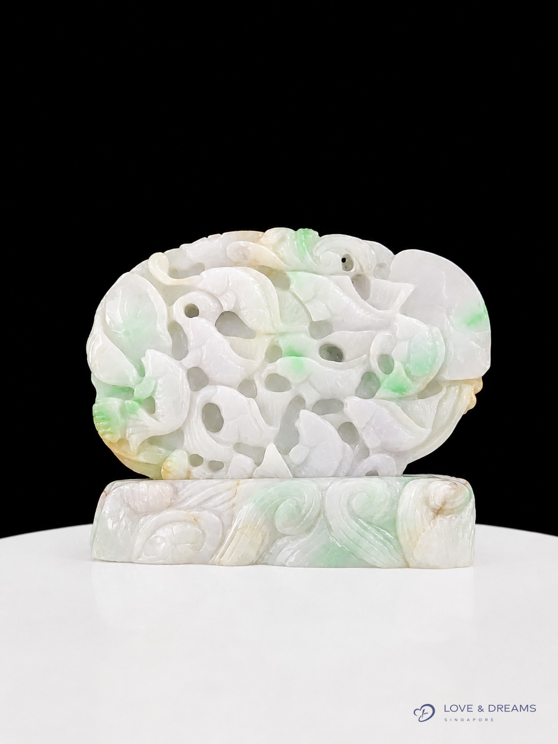 Jade Fish and Lotus Plaque