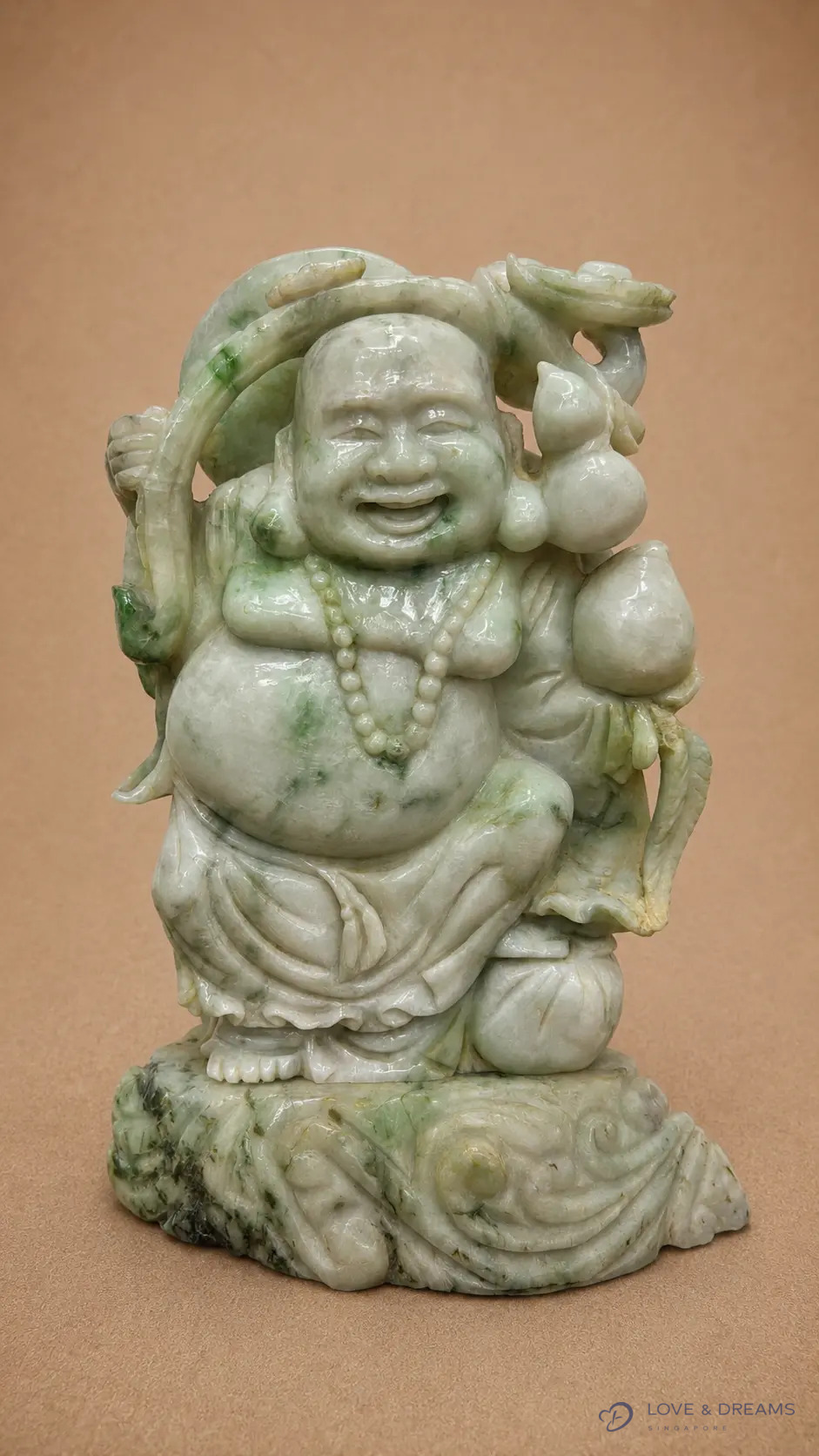 Laughing Buddha with Gourd and Treasure Sack