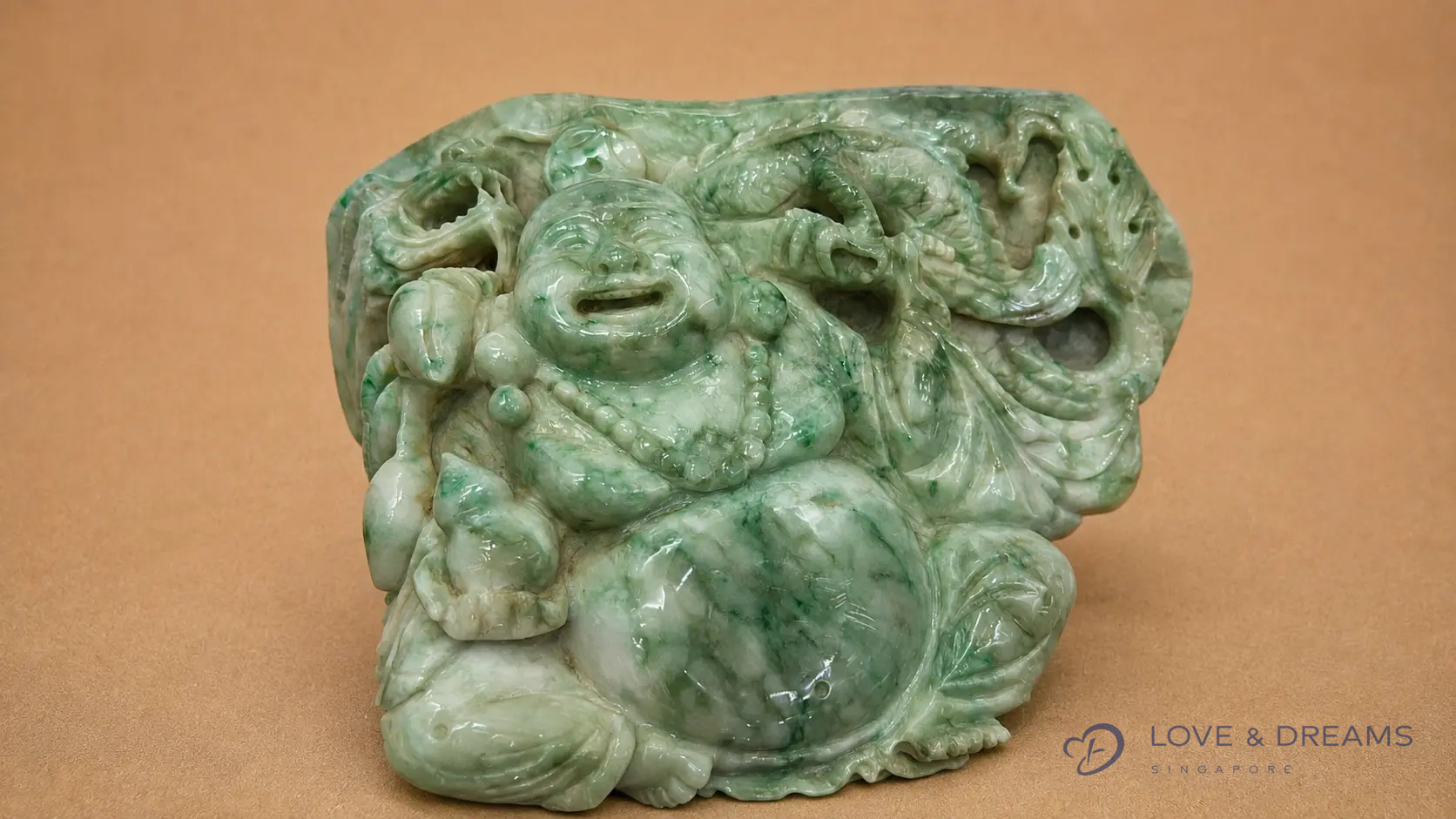 Laughing Buddha with Guardian Dragons