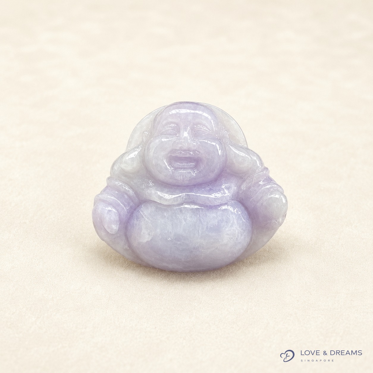 Lavender Jade Laughing Buddha Pendant