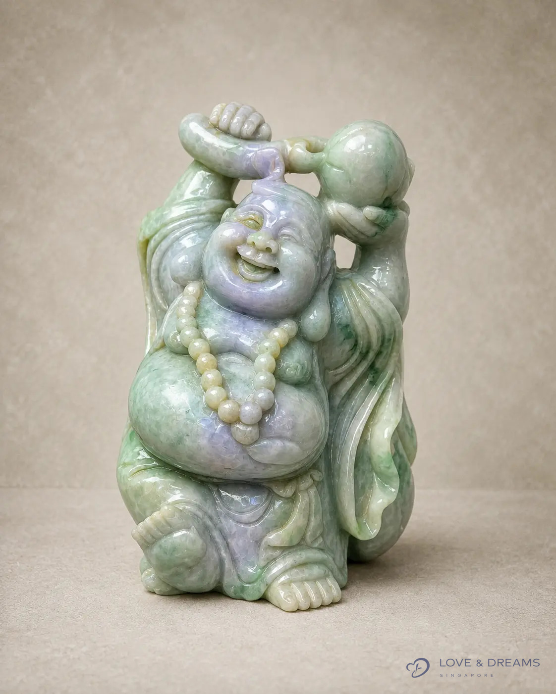 Lavender and Green Laughing Buddha