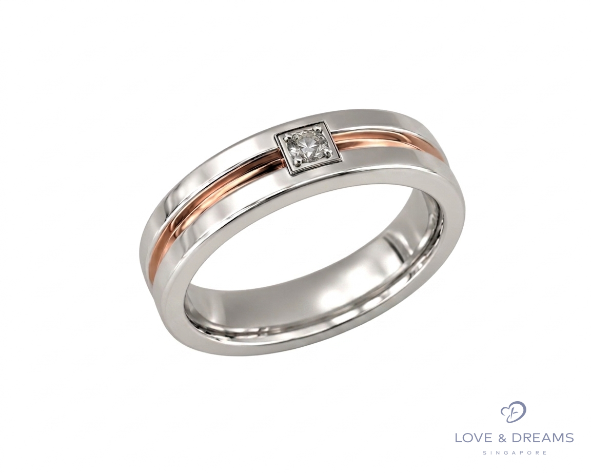 Two-Tone Groove Diamond Men's Band