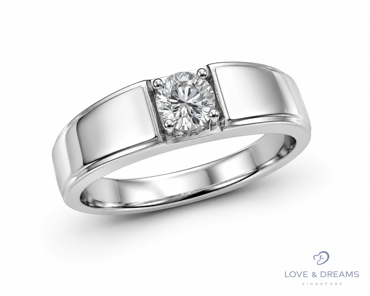 Wide Solitaire Men's Band