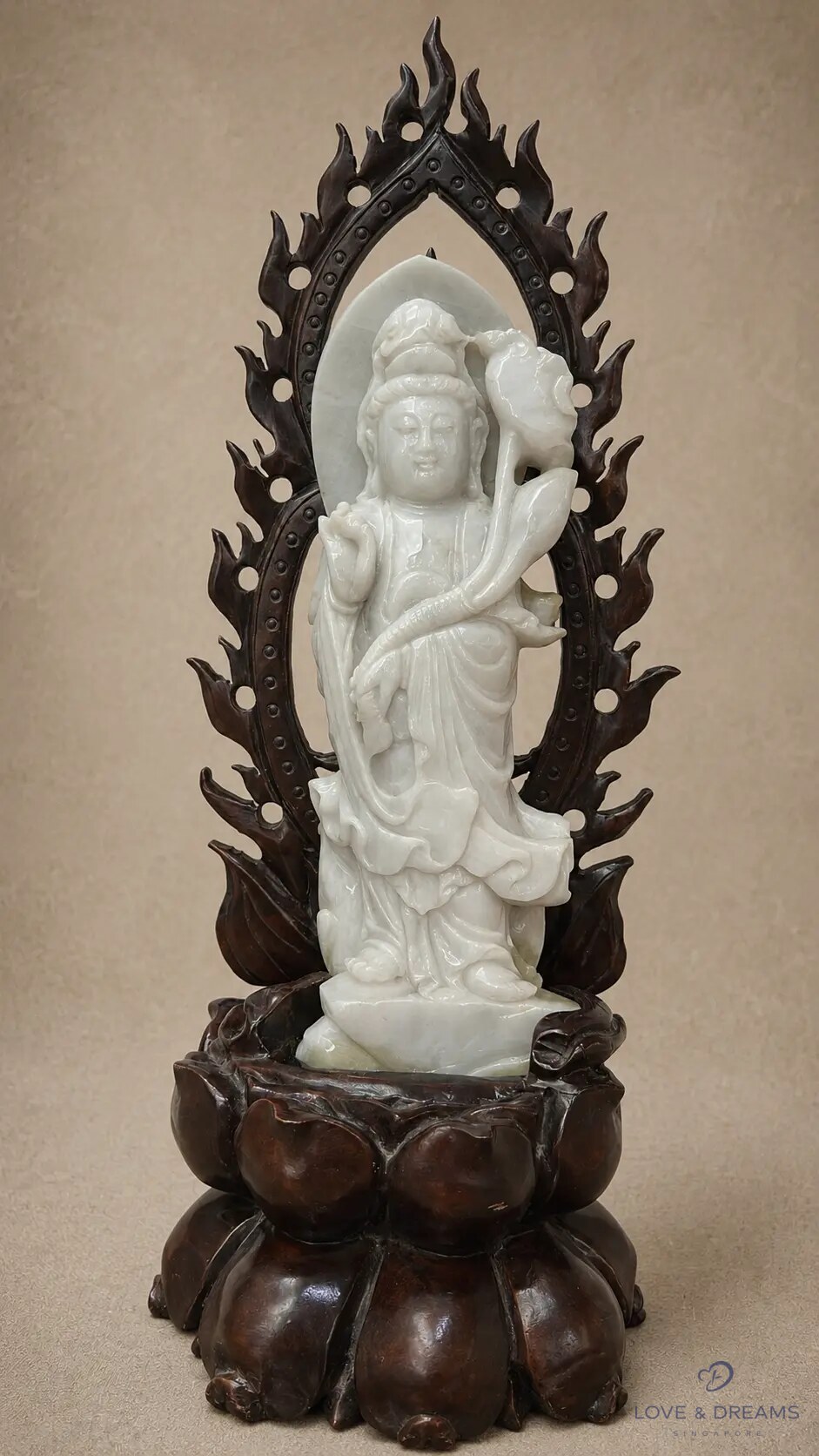 White Guanyin with Flame Halo